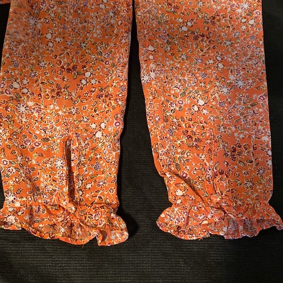 Free People Lela blouse retro inspired floral print orange background - Picture 10 of 16
